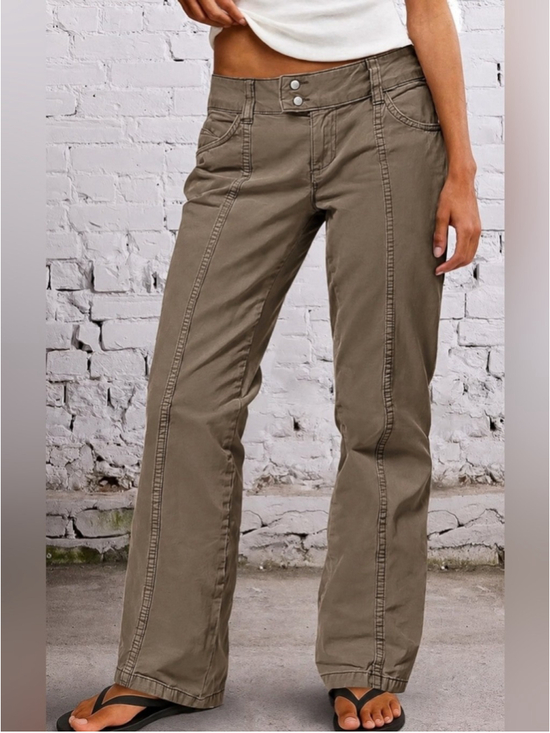 Flamingals Pants - Flamingals Straight Leg Cargo Pants Women Mid Rise Stretchy Seam Front Business